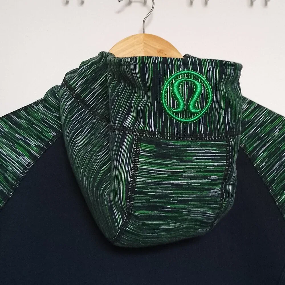 Lululemon Women's Scuba Hoodie Jacket, Vintage Y2K, Navy/Green, Size 12 - Picture 10 of 12